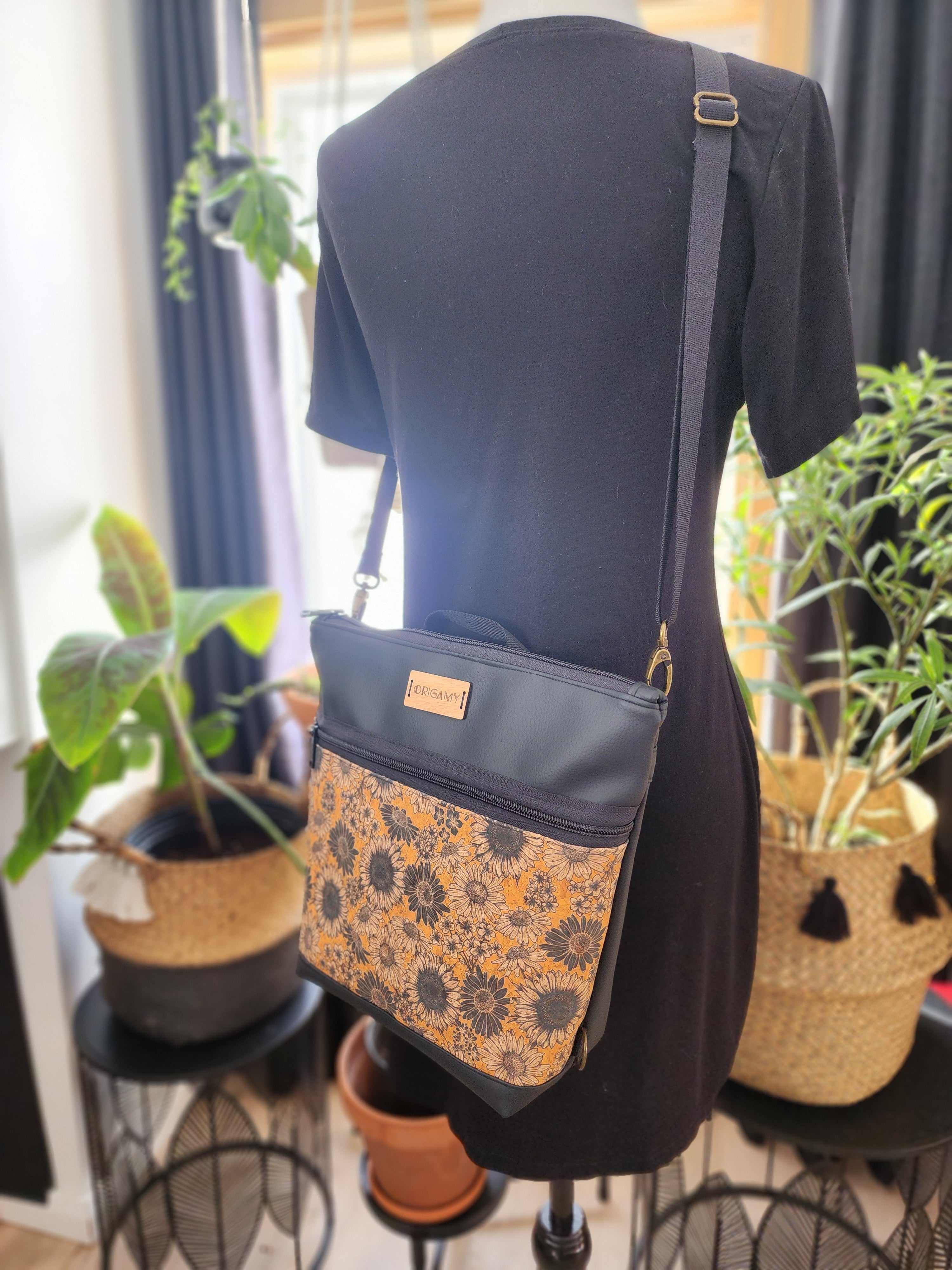 Sac Nini noir avec liège tournesol