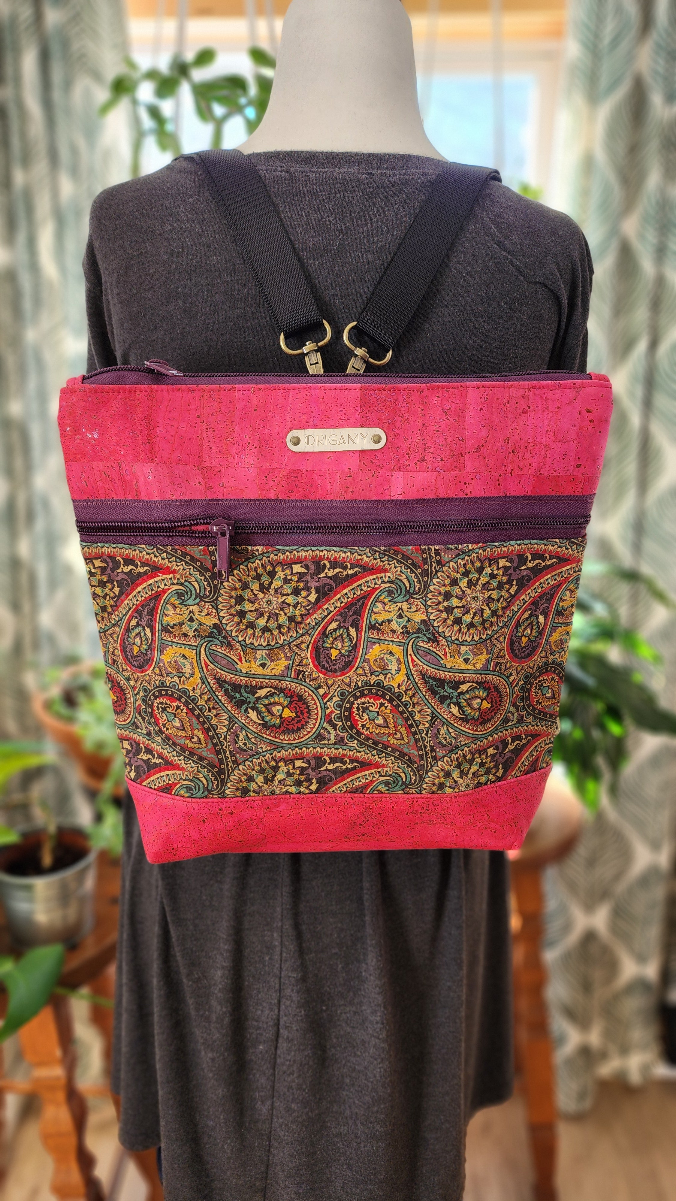 Sac en liège fushia paisley