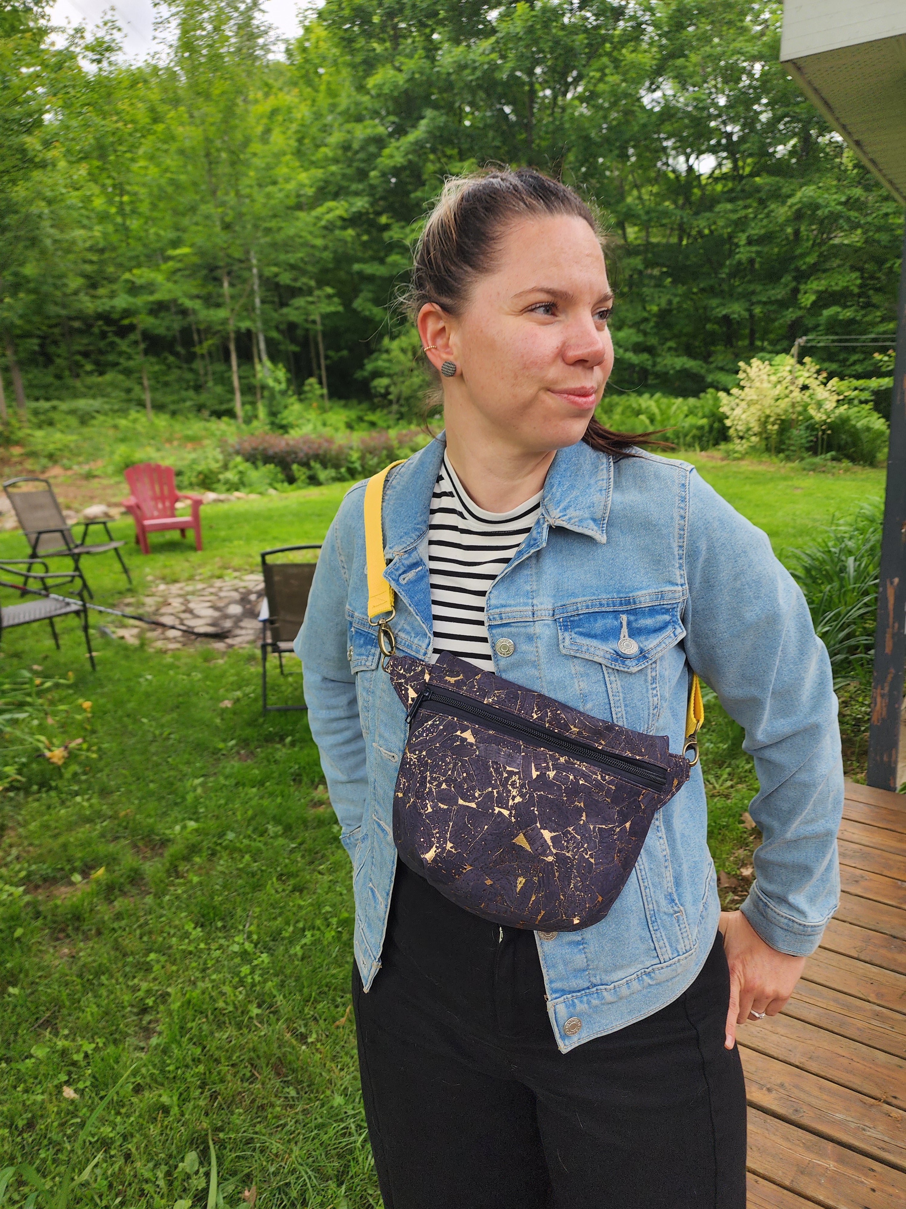 Sac banane Billie en liège marine flocon d'or
