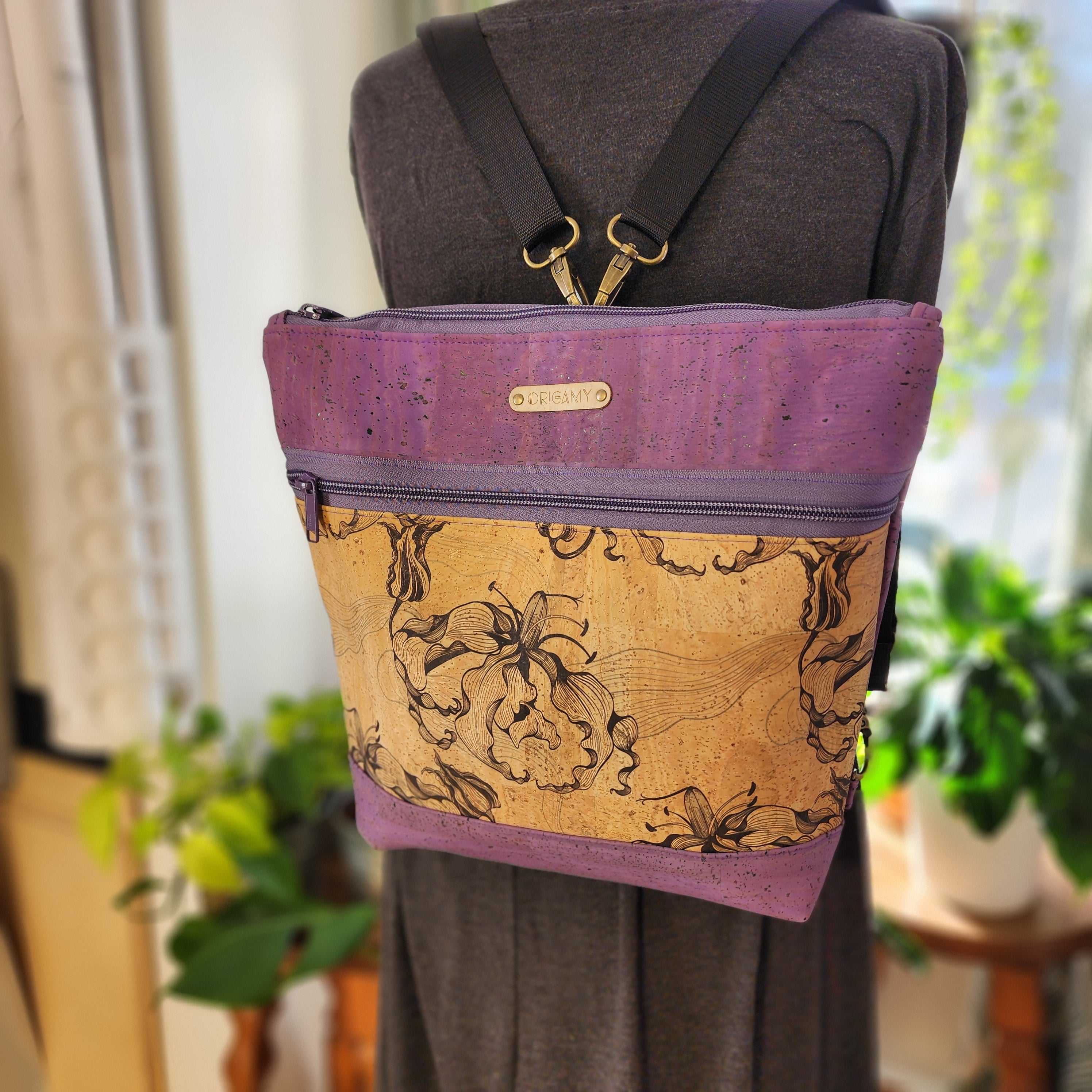 Sac en liège lilas et lys sauvage