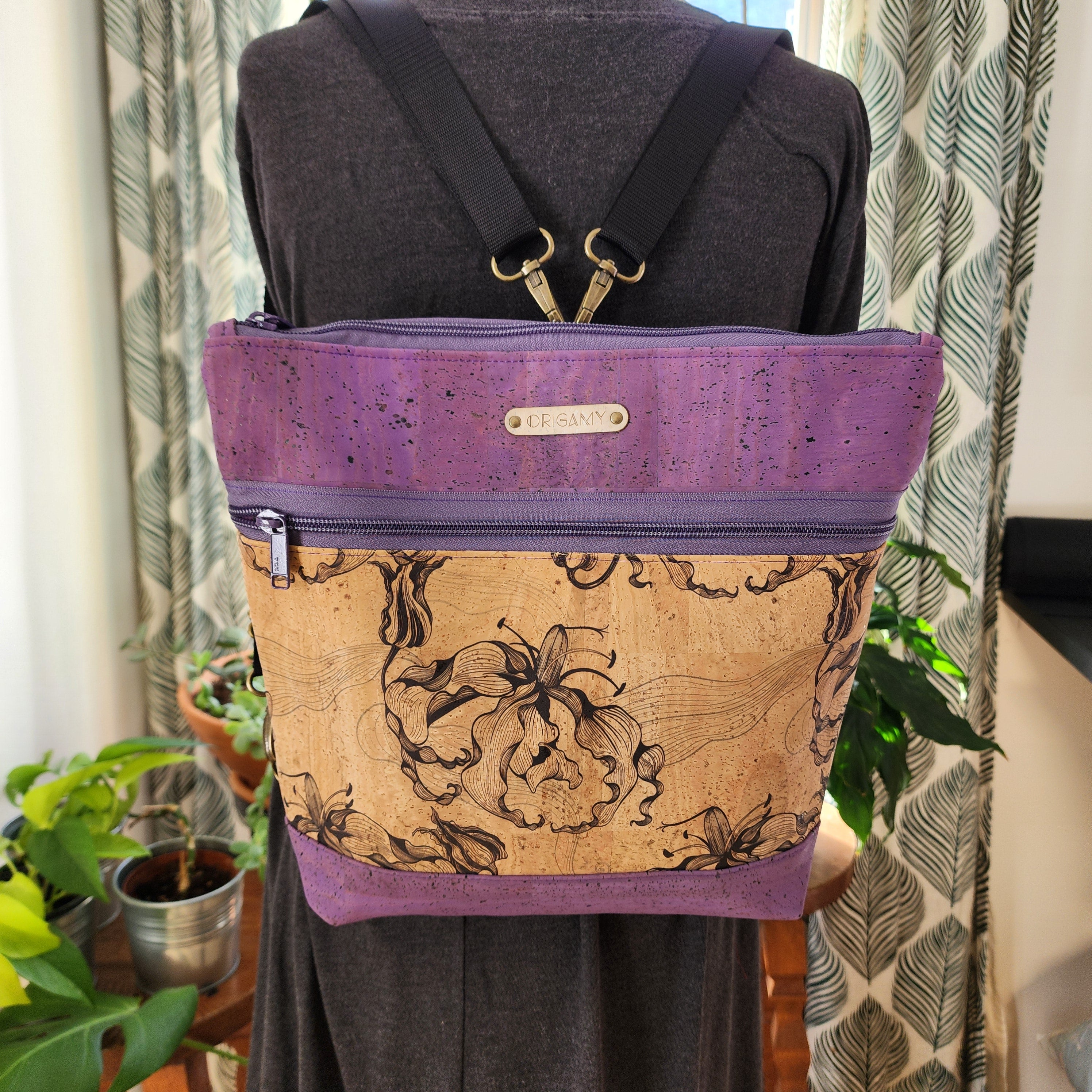 Sac en liège lilas et lys sauvage