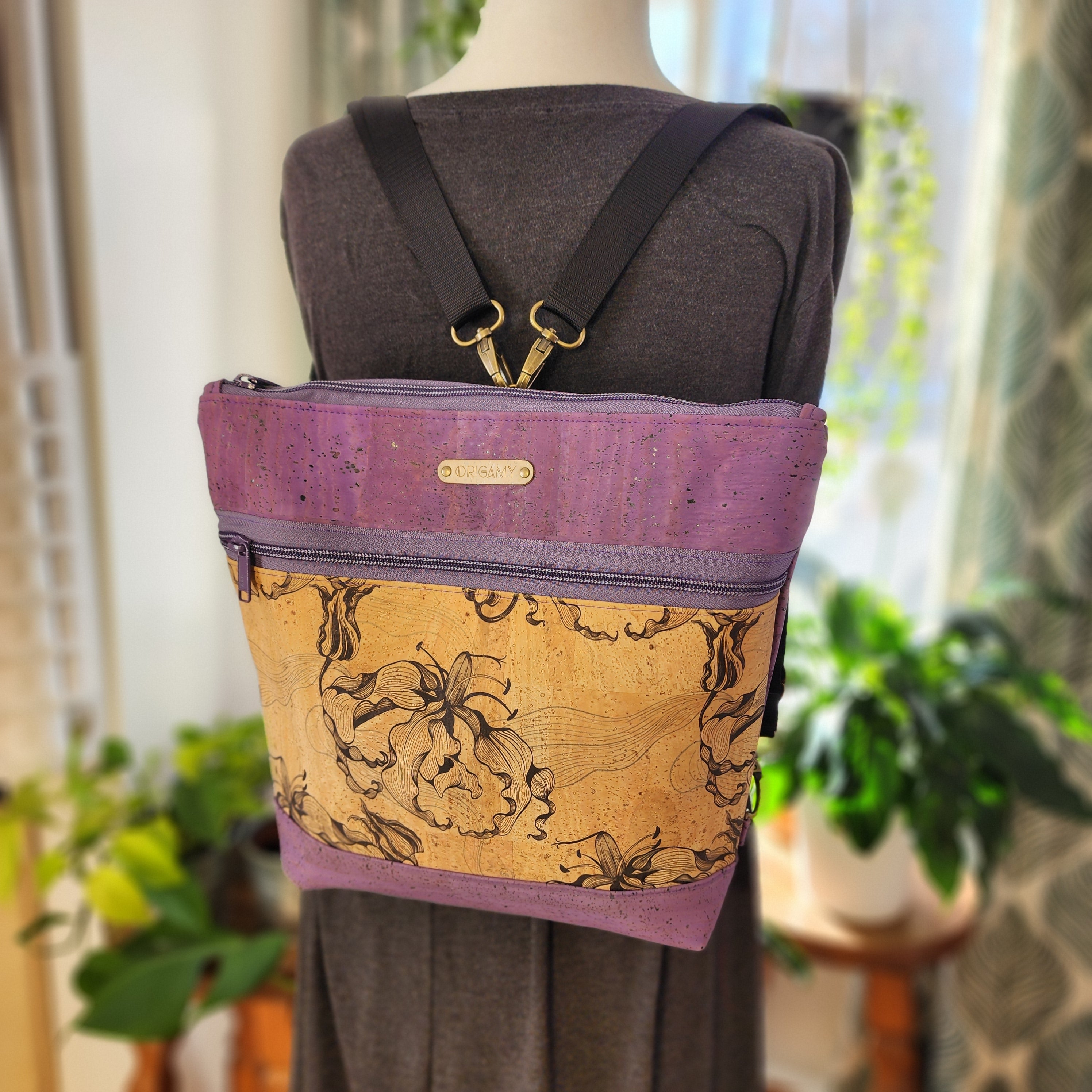 Sac en liège lilas et lys sauvage