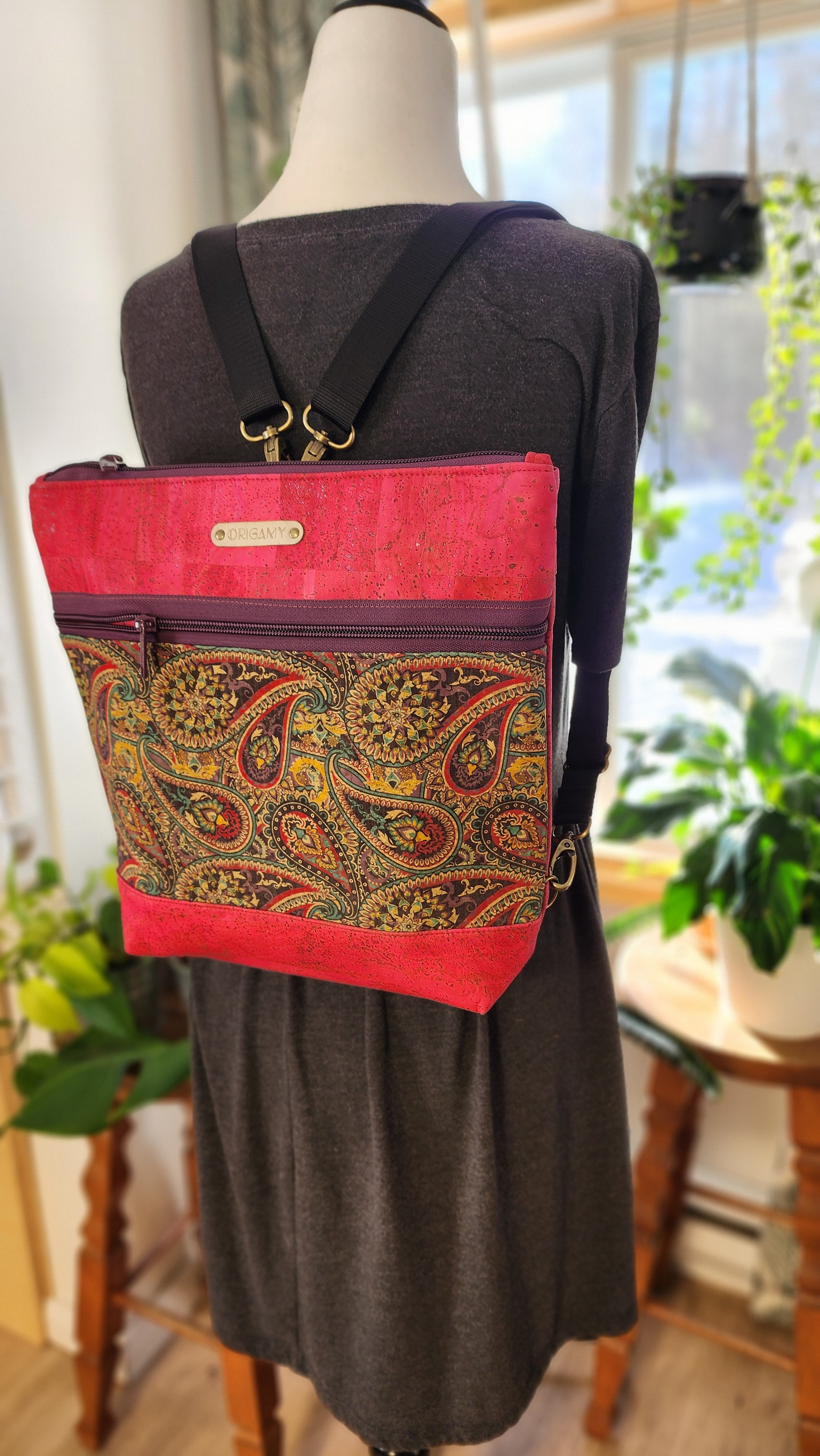 Sac en liège fushia paisley